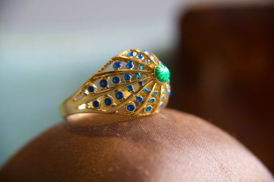 Anello "Dome" vintage con smalti