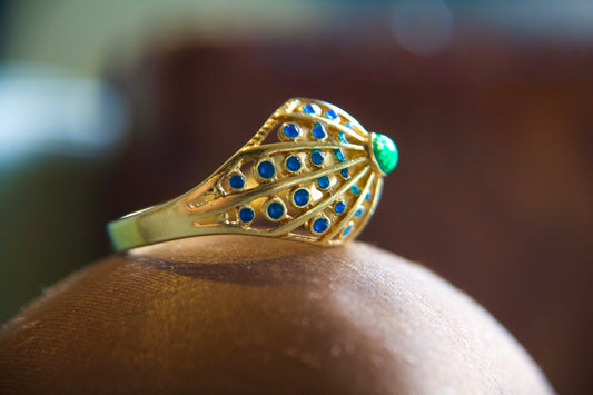 Anello "Dome" vintage con smalti